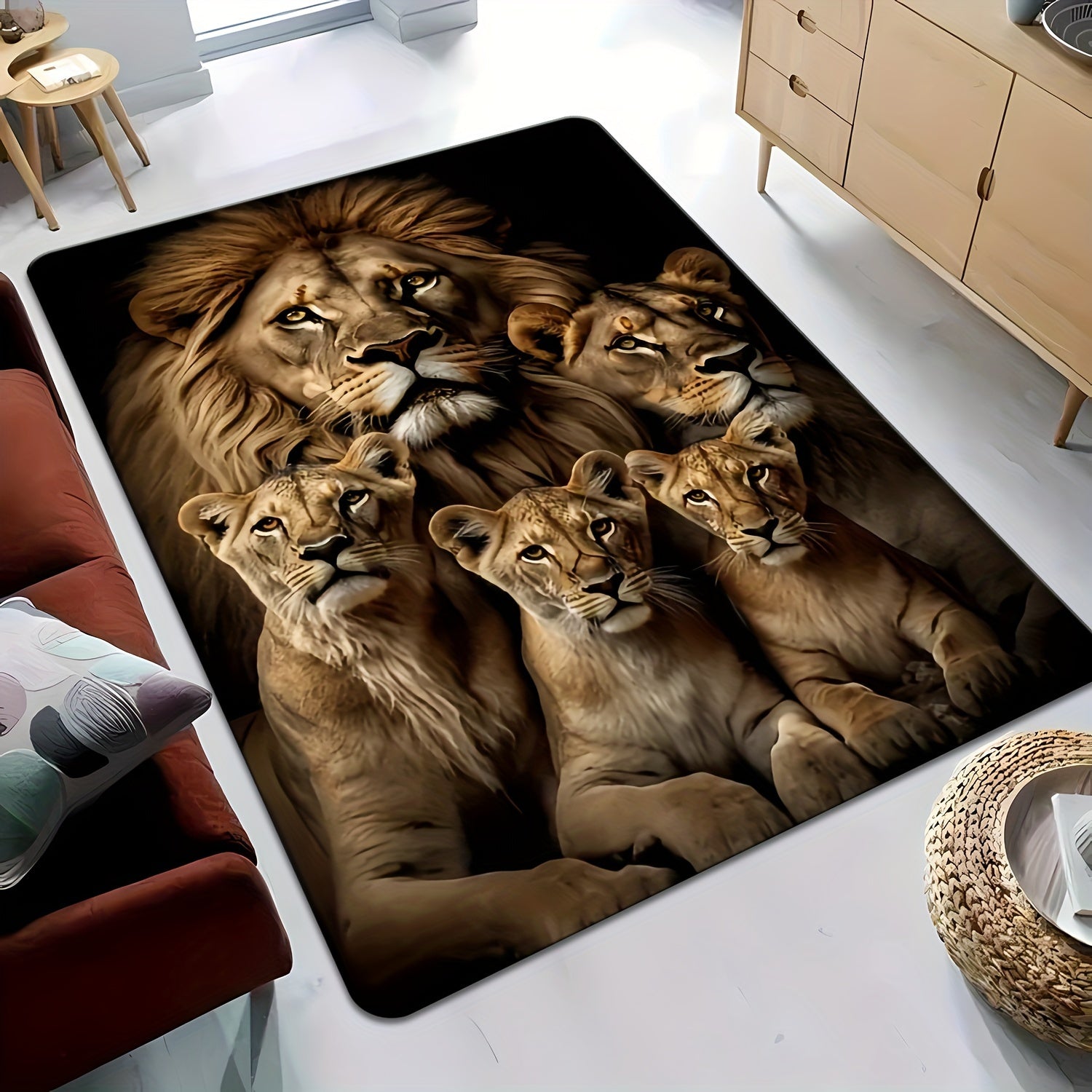 Lion Family Print Area Rug