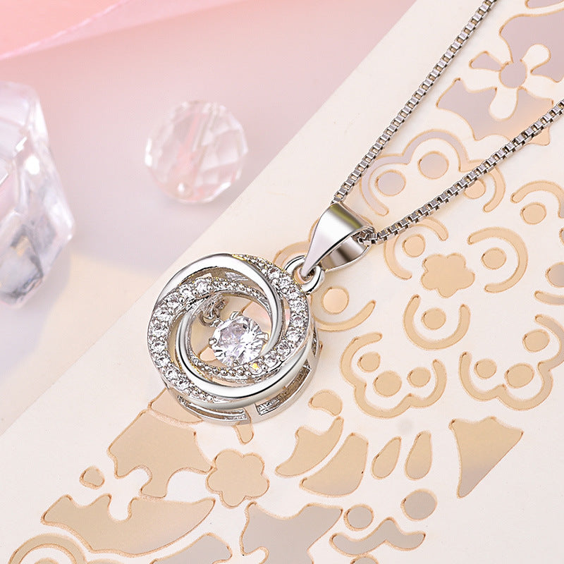 925 Sterling Silver Infinity Swirl Pendant with Shimmering Center Zircon - Truly Yours