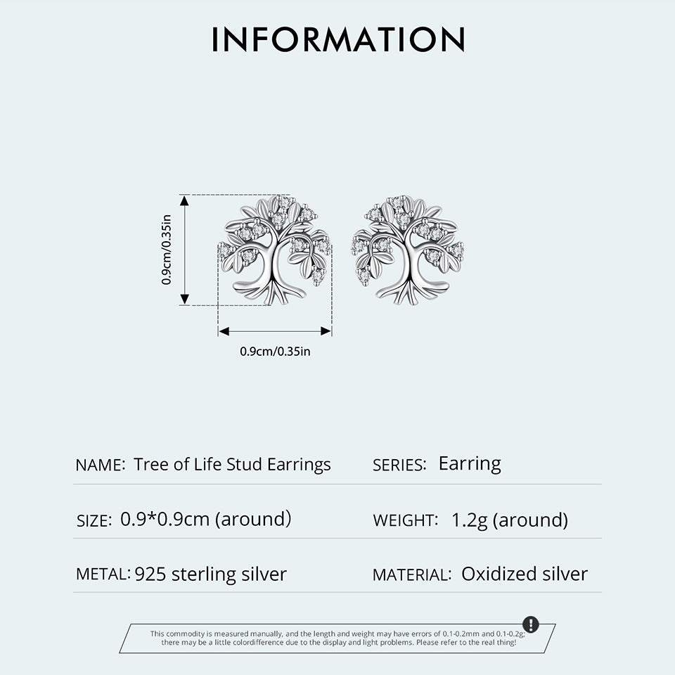 Elegant 925 Sterling Silver Tree of Life Earrings with Sparkling CZ Accents - Truly Yours