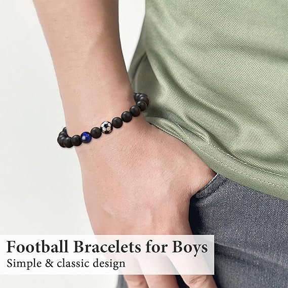 Adjustable Football Charm Bracelet with Inspirational Message Card