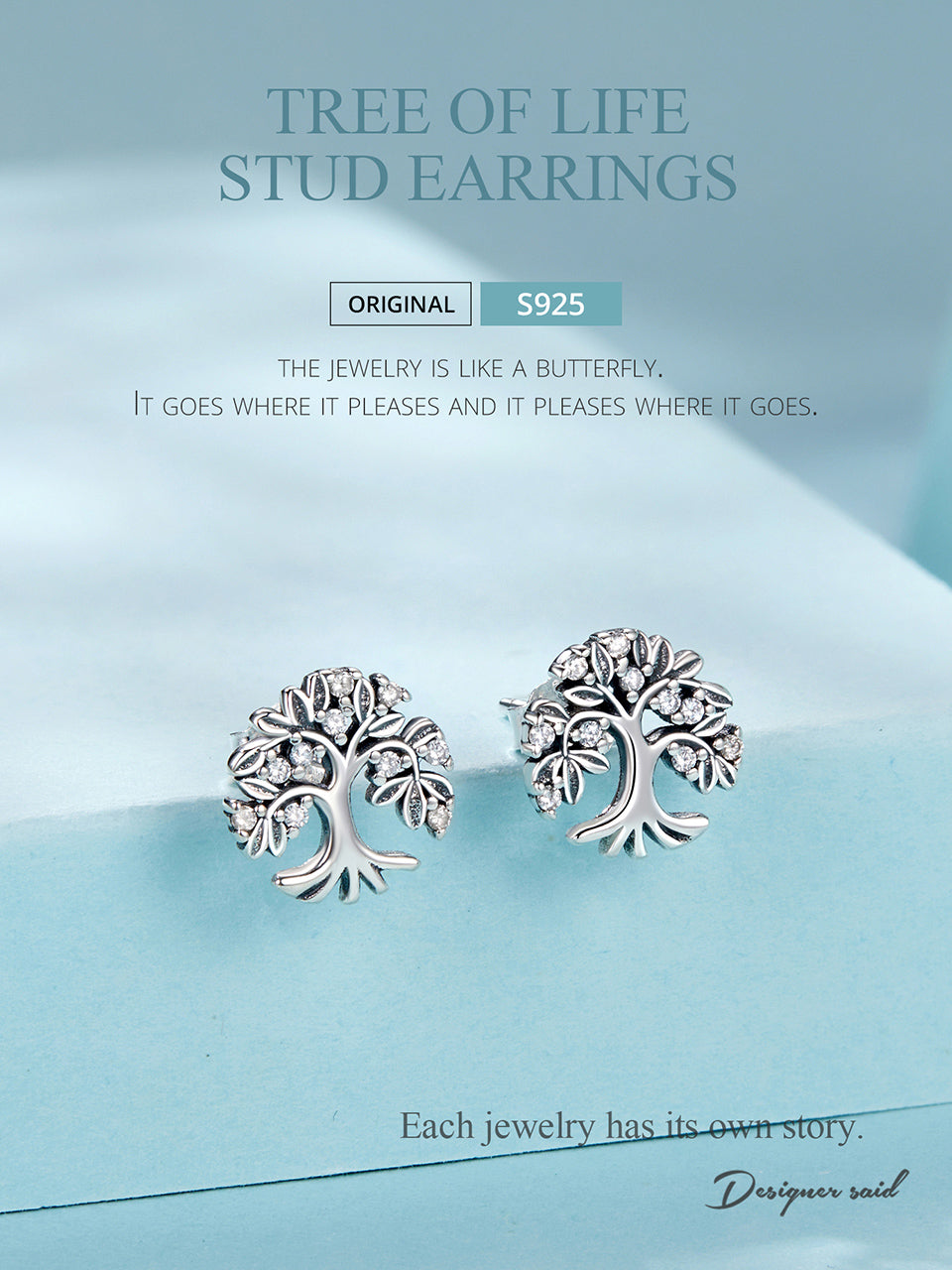Elegant 925 Sterling Silver Tree of Life Earrings with Sparkling CZ Accents - Truly Yours