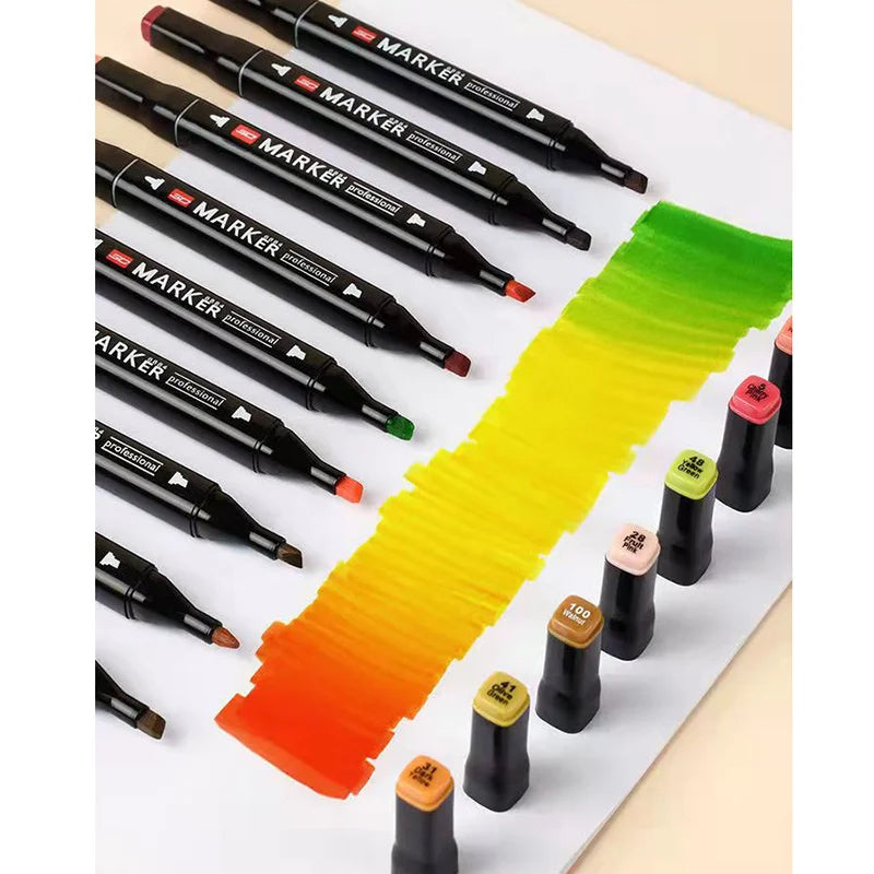 Touch 48-Piece Professional Art Marker Set with Travel Case Pens