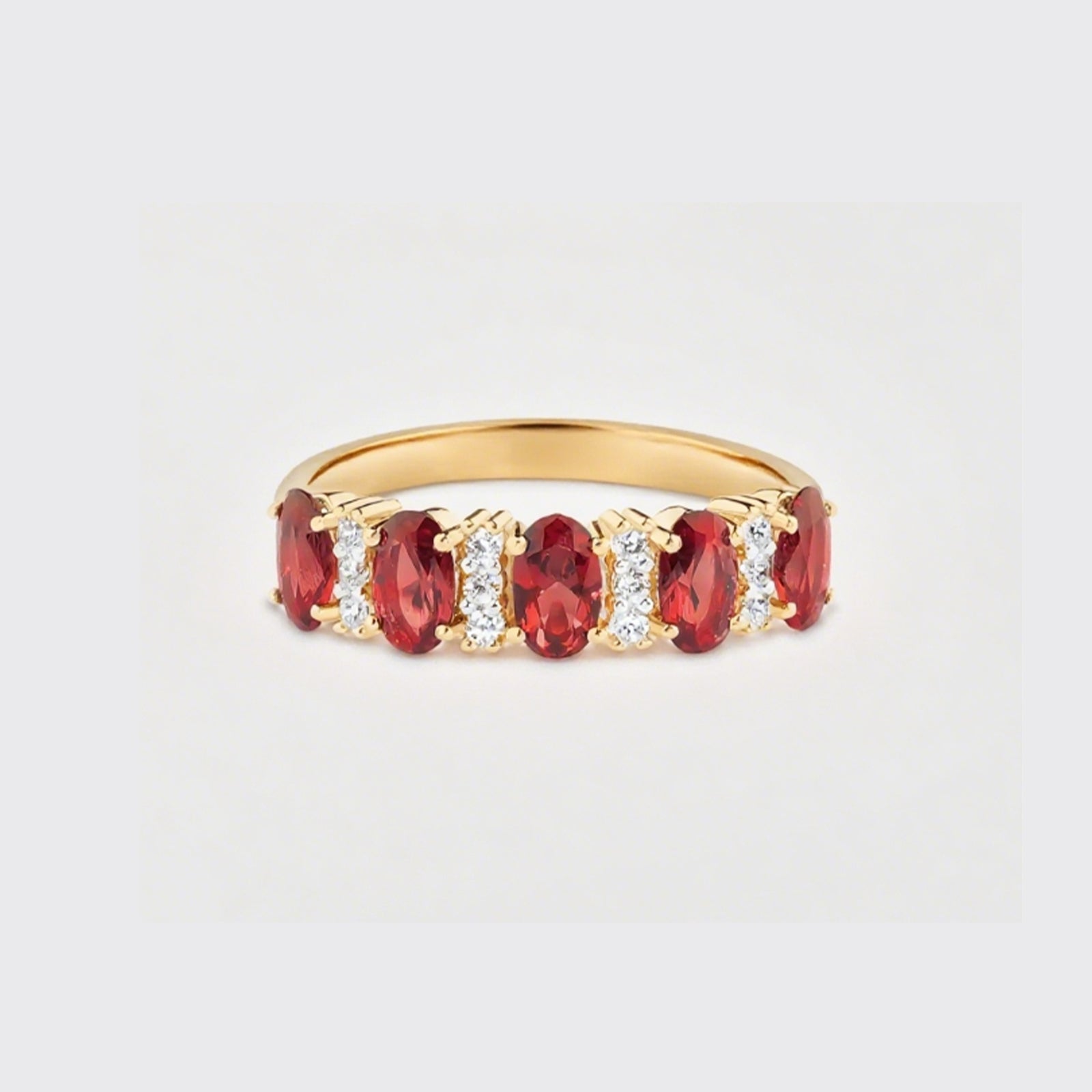 Luxury Oval Cut Red Gemstone Statement Rings in 925 Sterling Silver & 18k Gold Plated