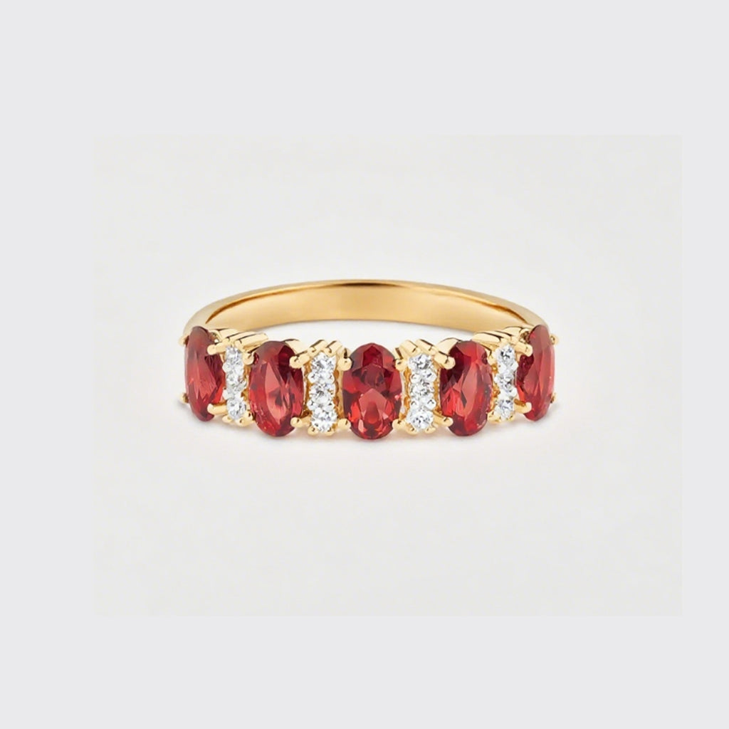 Luxury Oval Cut Red Gemstone Statement Rings in 925 Sterling Silver & 18k Gold Plated - Truly Yours