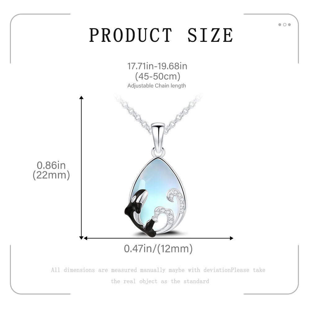 Moonstone Orca Pendant in 925 Sterling Silver - Truly Yours