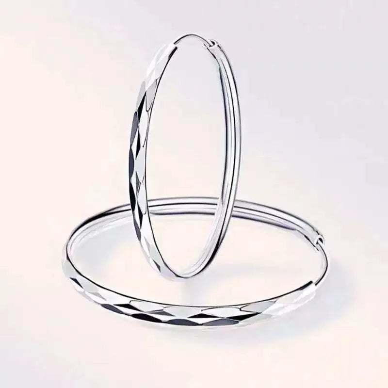 925 Sterling Silver Diamond-Cut Hoop Earrings - Truly Yours