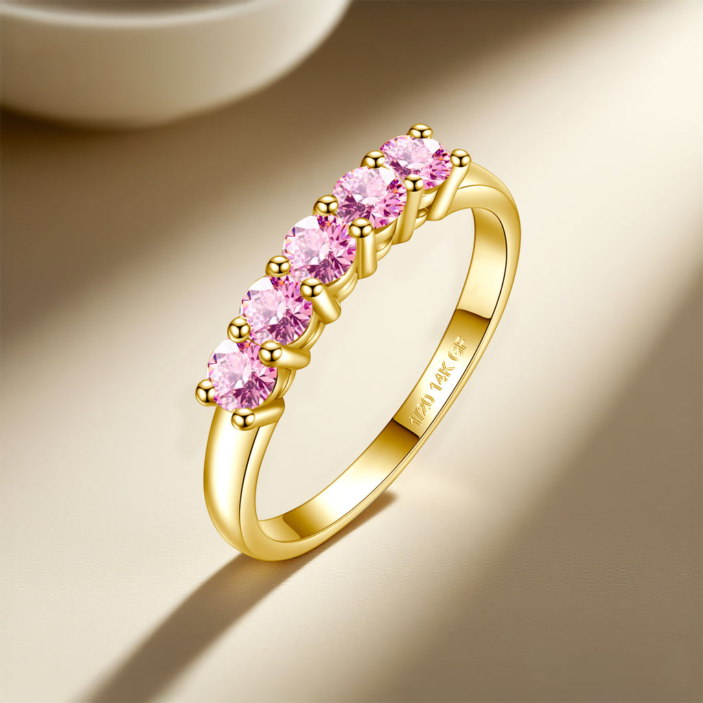 14K Gold Filled Pink or White Moissanite Stacking Ring - Truly Yours