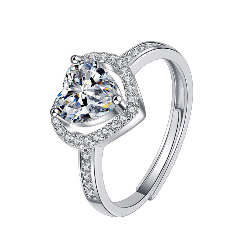 Resizable 925 Sterling Silver Heart Ring with Sparkling Zircon - Truly Yours