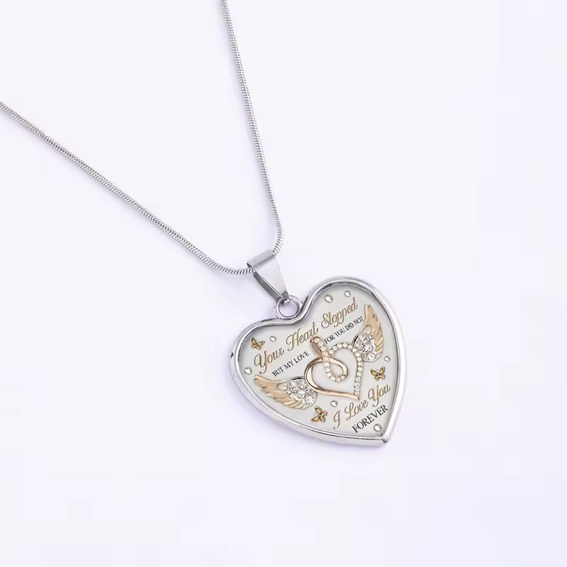 💖 Infinity Heart Angel Wings Memorial Necklace – Forever Love Pendant Gift with Crystal Detail 💖 - Truly Yours