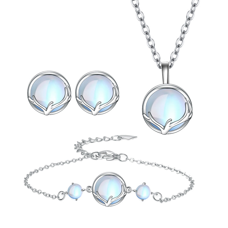 925 Sterling Silver Opalite Orb Jewellery Set – Necklace, Bracelet & Earrings - Truly Yours