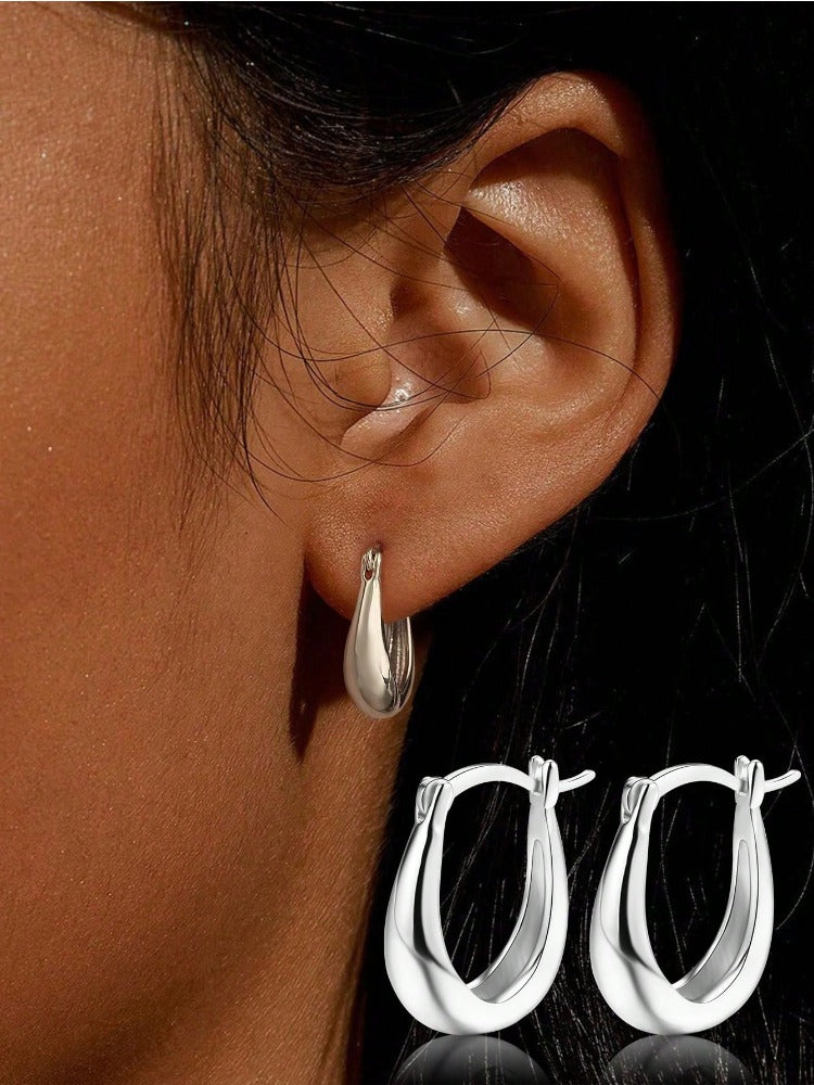 925 Sterling Silver Teardrop Hoop Earrings – Available in Silver & Gold