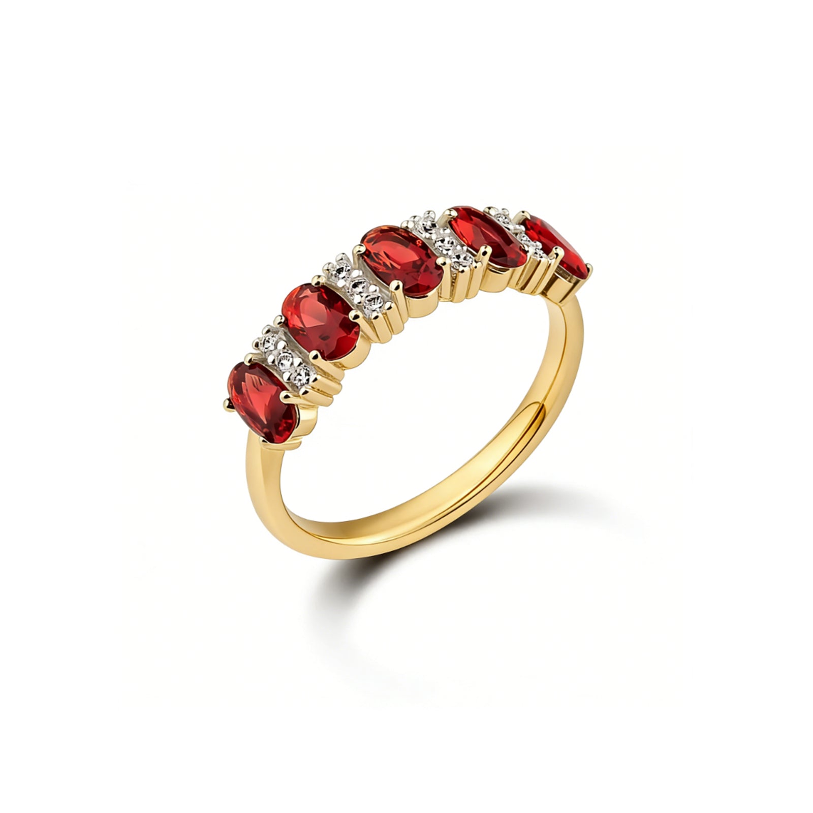 Luxury Oval Cut Red Gemstone Statement Rings in 925 Sterling Silver & 18k Gold Plated
