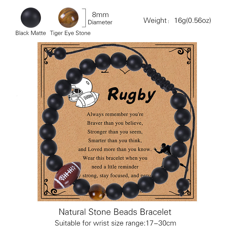 Adjustable Natural Stone Sports Bracelet with Inspirational Message Card