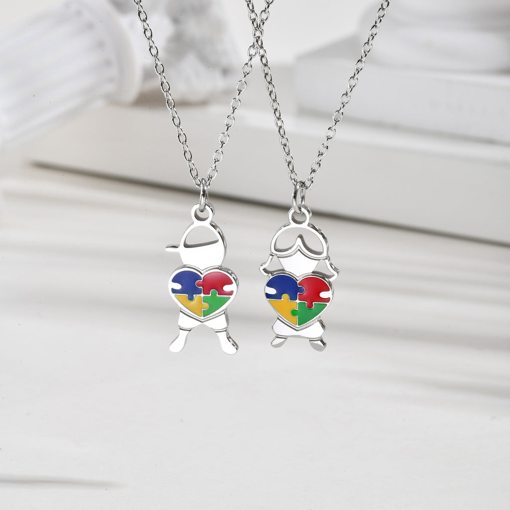 Autism Awareness Heart Pendant – Stainless Steel Necklace - Truly Yours