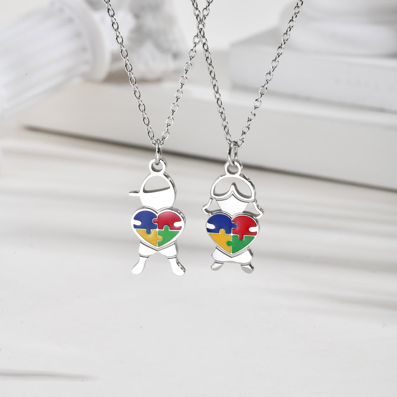 Autism Awareness Heart Pendant – Stainless Steel Necklace