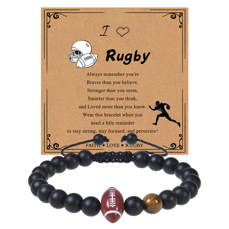 Adjustable Natural Stone Sports Bracelet with Inspirational Message Card