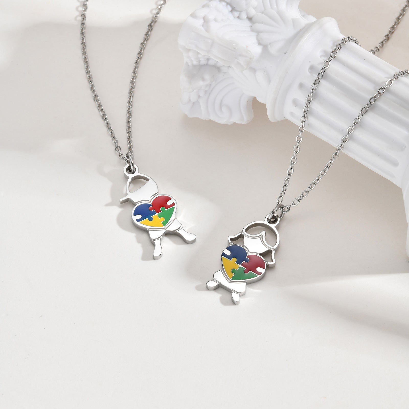 Autism Awareness Heart Pendant – Stainless Steel Necklace - Truly Yours