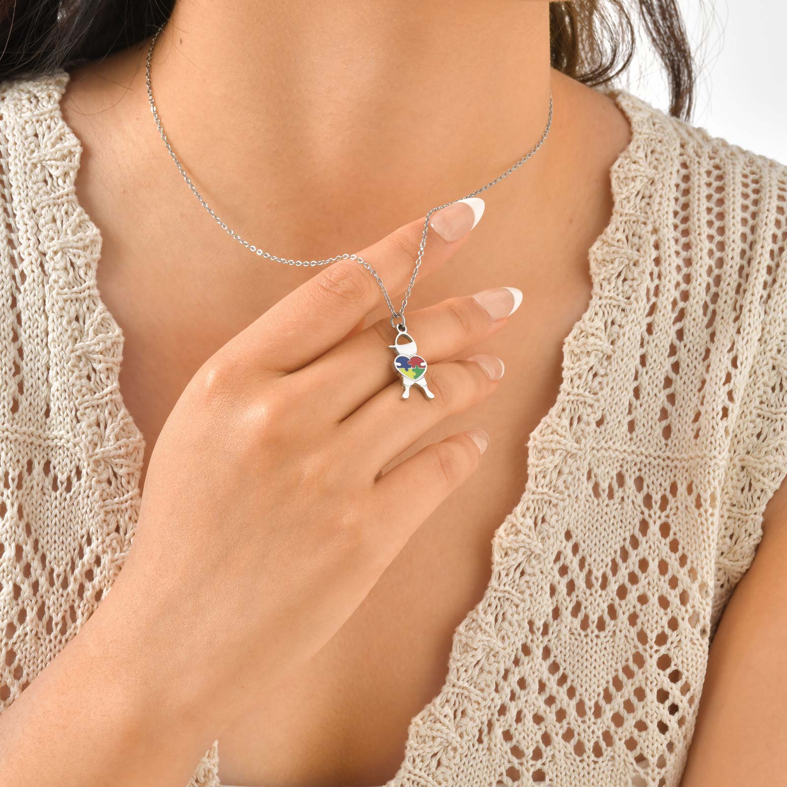 Autism Awareness Heart Pendant – Stainless Steel Necklace
