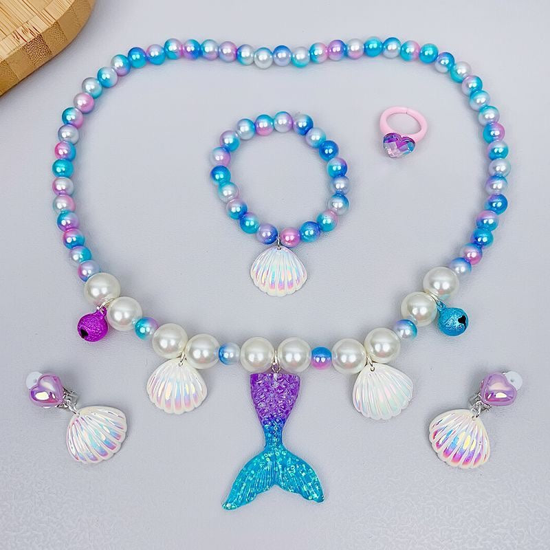5 Piece Mermaid Princess Pearl Jewellery Set