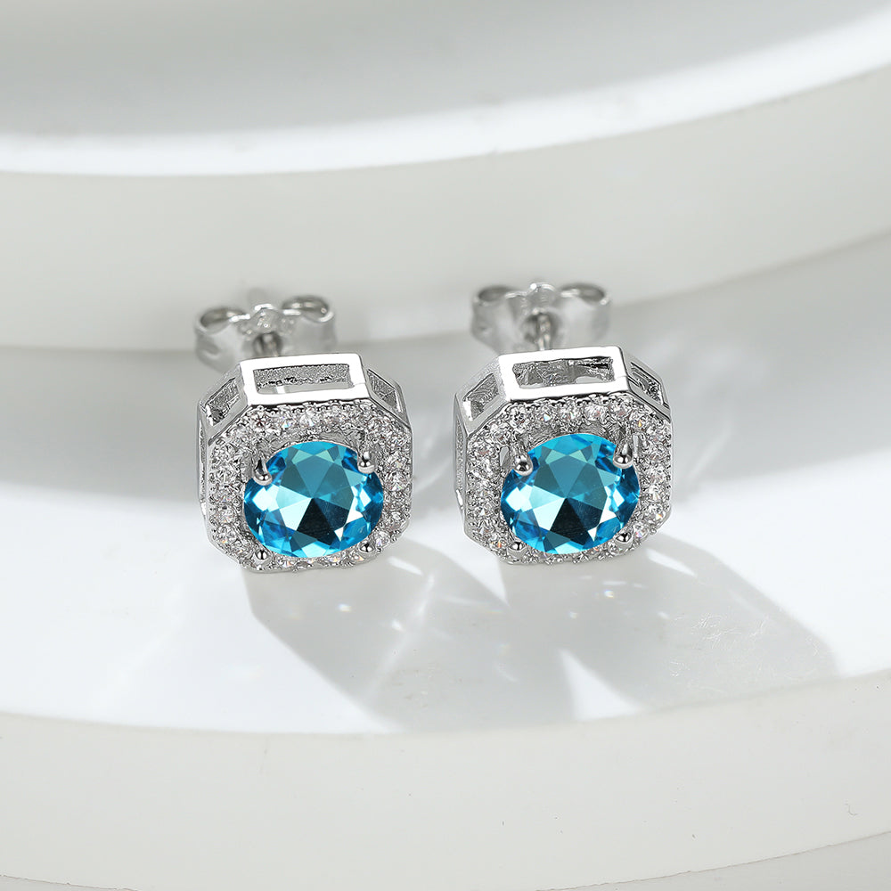 Geometric Zirconia Stud Earrings - Various Colours - Truly Yours