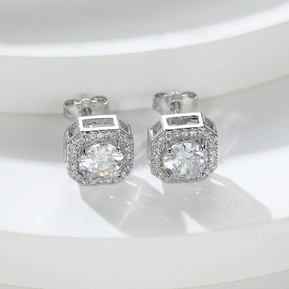Geometric Zirconia Stud Earrings - Various Colours - Truly Yours
