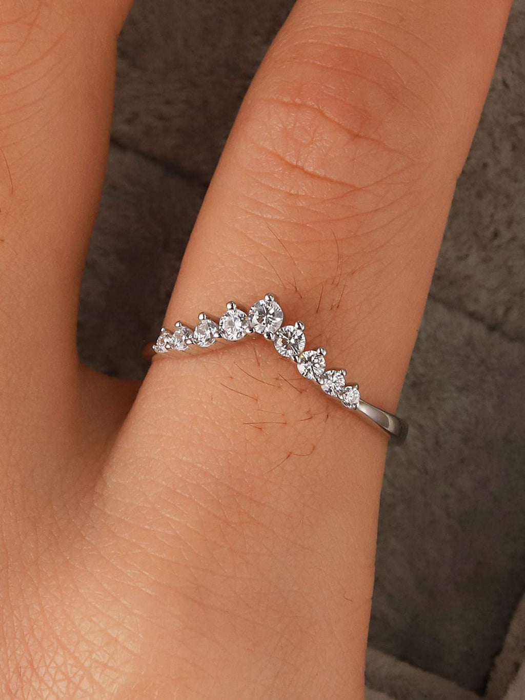 Dainty Silver Crown Wishbone Ring - 925 Sterling Silver - Truly Yours