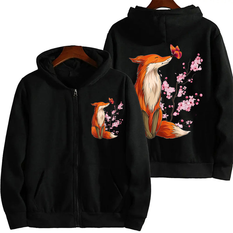 Fox Blossom Zip-Up Hoodie - Truly Yours