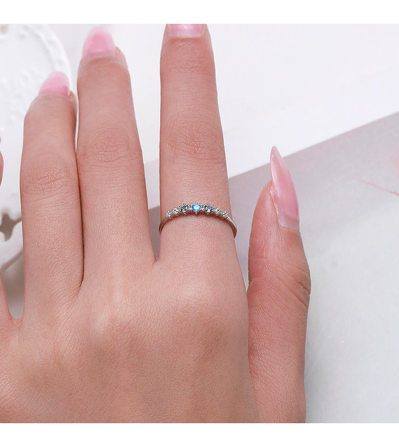 MODIAN 925 Sterling Silver Stackable Ring - Blue & Clear Zirconia - Truly Yours