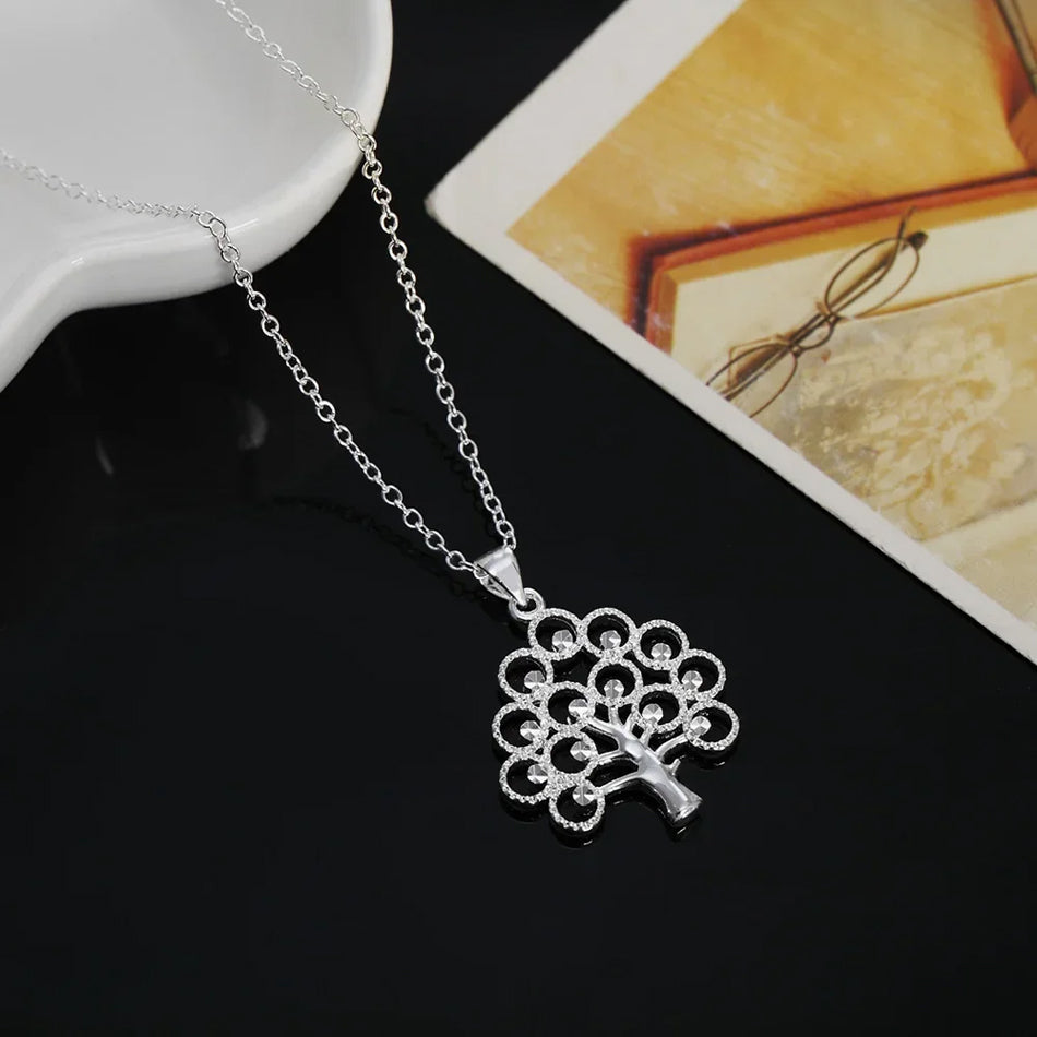 Sterling Silver Sparkling Tree of Life Necklace – 45cm Elegant Pendant - Truly Yours