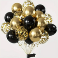 16-Piece Black and Gold Balloon Set Balloons