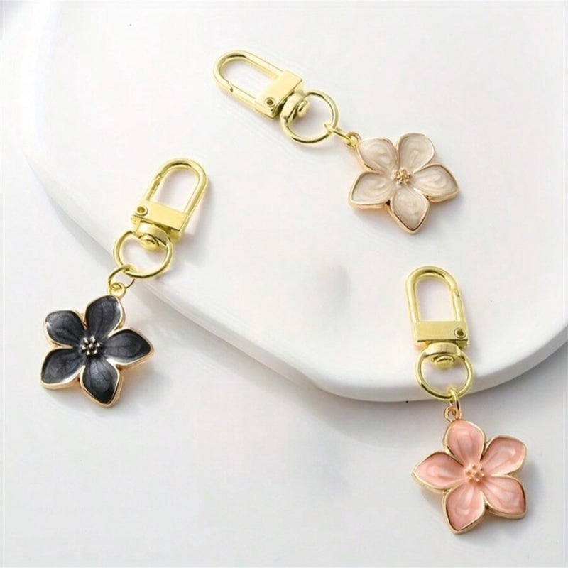 Gold Tone Enamel Flower Bag Charms - 5 Colours