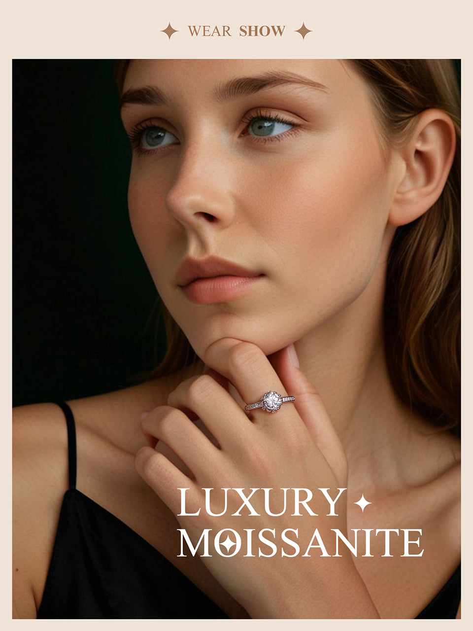 BAMOER Flower Shaped Moissanite  Ring - 925 Sterling Silver