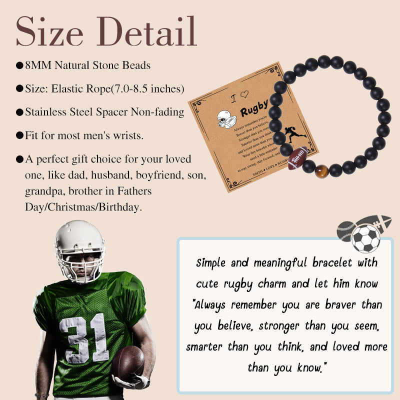 Adjustable Natural Stone Sports Bracelet with Inspirational Message Card