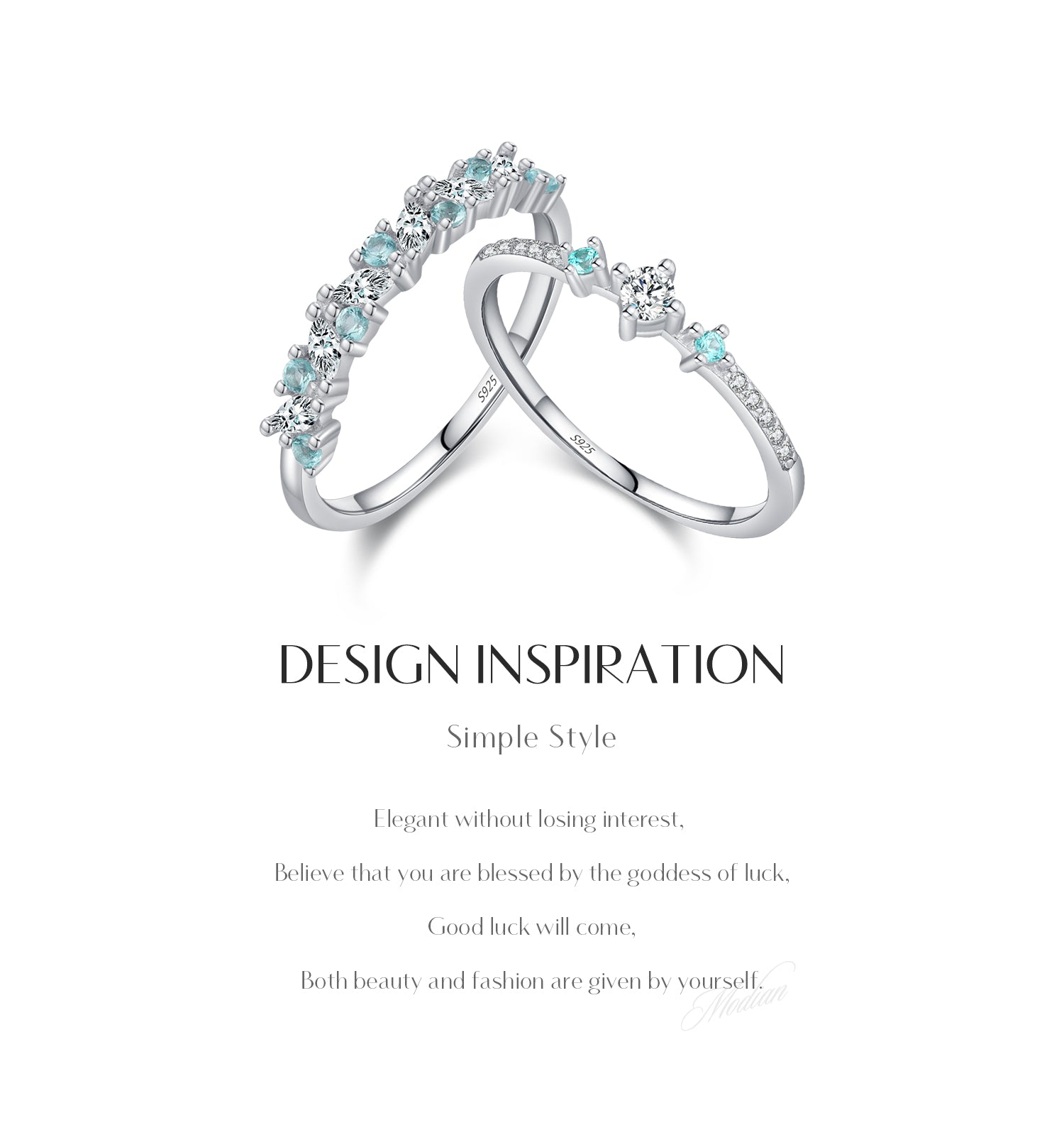 925 Sterling Silver Mint Green Stackable Eternity Rings Zircon Stones 2 Designs - Truly Yours