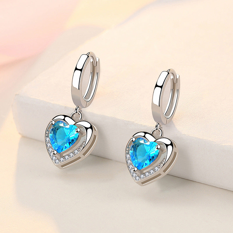 925 Sterling Silver Heart Huggie Earrings - 3 Colours