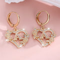 Gold-Plated Heart Initial Necklace – Sparkling Crystal A-Z Letter Earrings with Floral Accents - Truly Yours