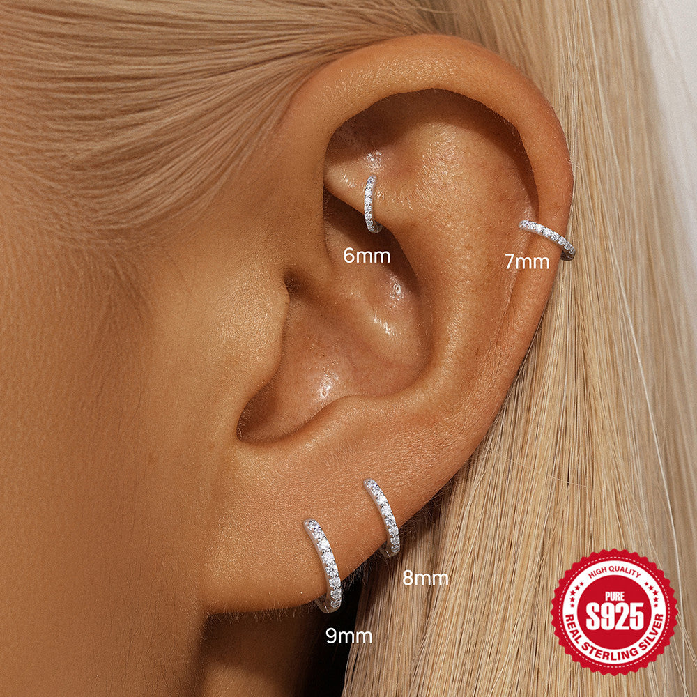 Luxury 925 Sterling Silver Moissanite Huggie Hoops