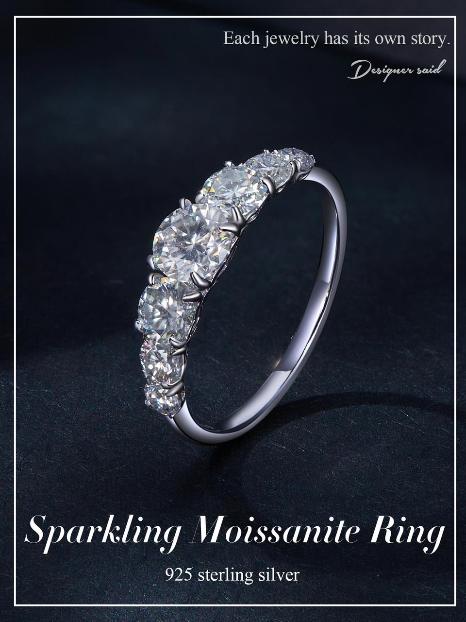 Bamoer Heart Setting Moissanite Ring