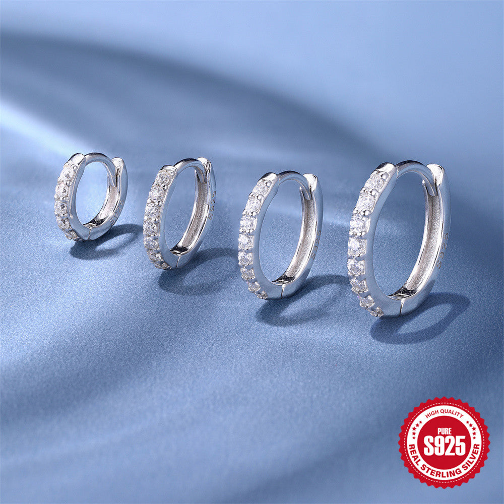 Luxury 925 Sterling Silver Moissanite Huggie Hoops