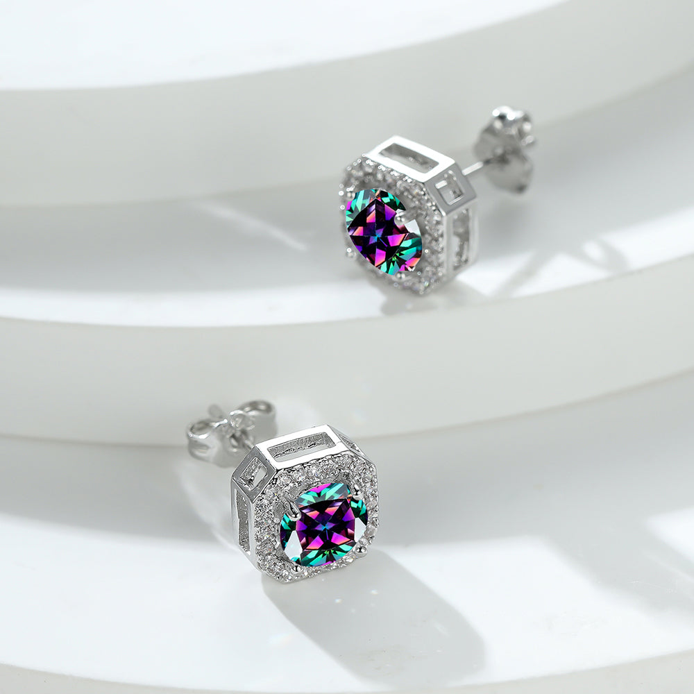 Geometric Zirconia Stud Earrings - Various Colours - Truly Yours