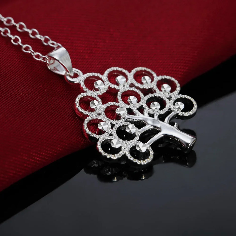 Sterling Silver Sparkling Tree of Life Necklace – 45cm Elegant Pendant - Truly Yours