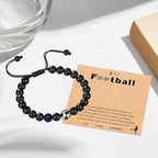 Adjustable Football Charm Bracelet with Inspirational Message Card