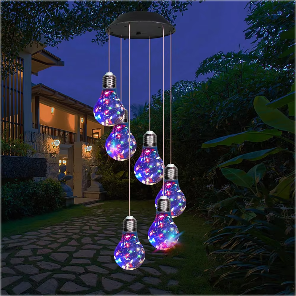 Solar Powered LED Bulb Wind Chime Light