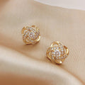 Dazzling Zircon Gold-Tone Knot Stud Earrings - Truly Yours