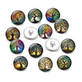 18mm Tree of Life Glass Snap Button Set – Colourful Stained Glass Design Interchangeable Snaps