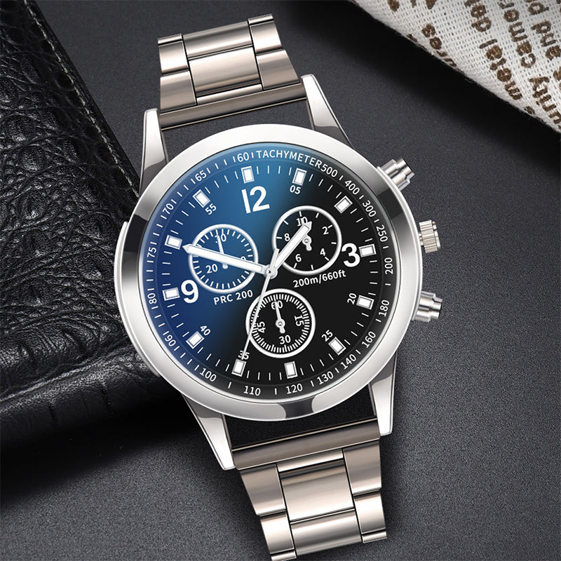 Silver Men’s Watch & Bracelet Gift Set