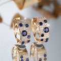 Blue Sapphire and Cubic Zirconia Huggie Earrings - Truly Yours