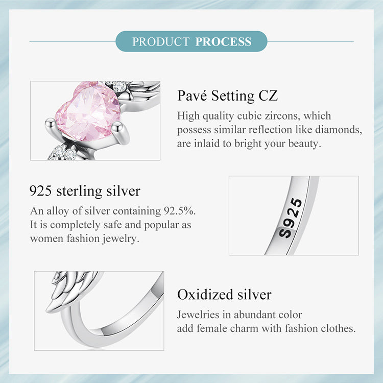 925 Sterling Silver Angel Wing Ring – 2 Colours