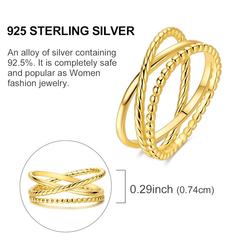 925 Sterling Silver Gold-Tone Rings - Various Designs