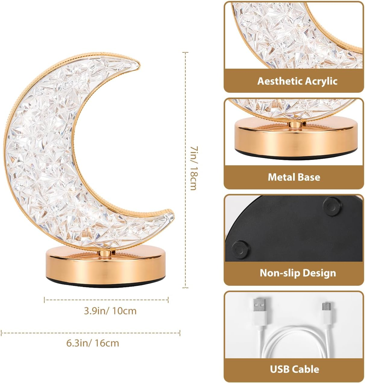 Crystal Touch Dimming 3D Led USB Moon Lamp Lamp